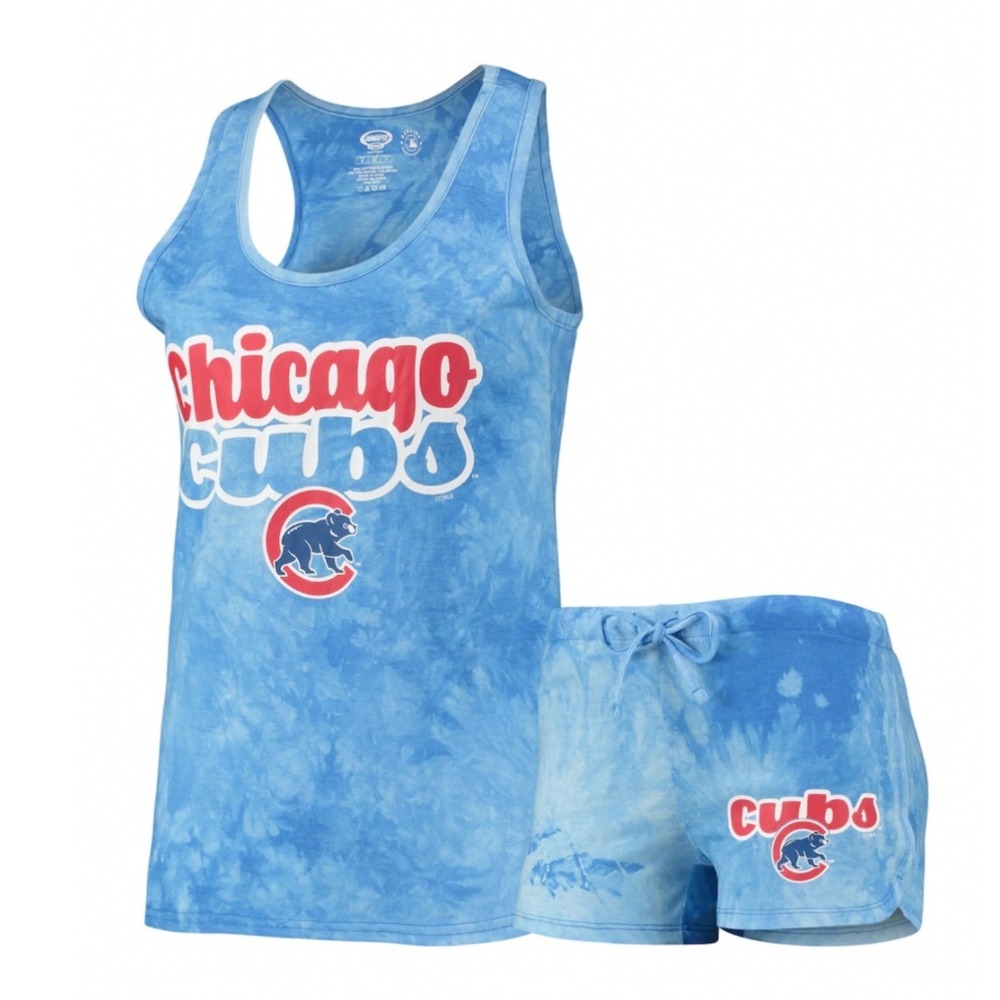 Concepts Sport Chicago Cubs Womens Tie Dye Tank Top and Shorts Pajama Set Medium
